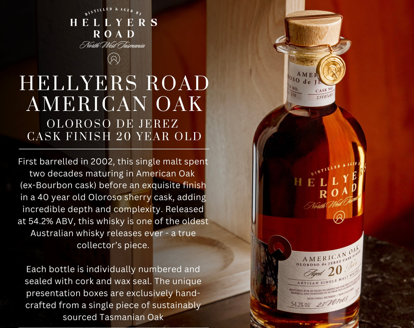 Hellyers Road 20 Year old American Oak Oloroso de Jerez Cask Finish (700ml)