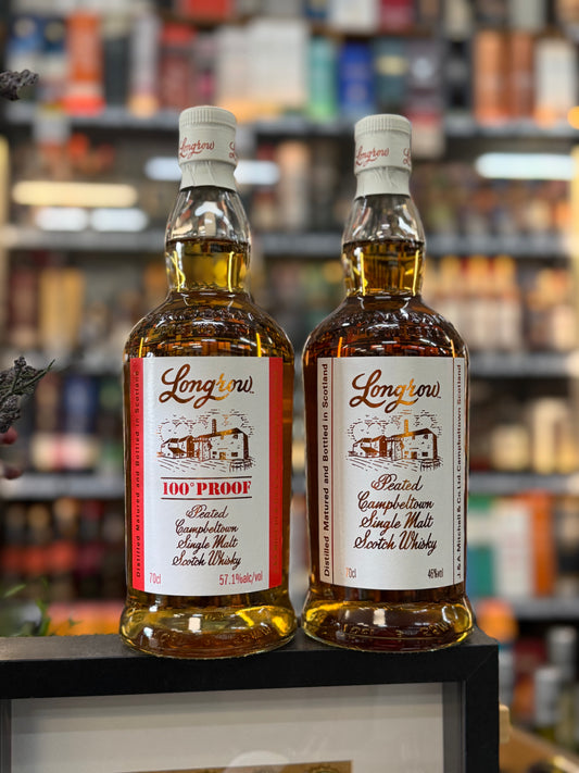 Longrow 100 Proof Batch 1 Pinot Noir Cask Finish+ Longrow Peated NAS Single Malt Whisky Bundle (700ml)